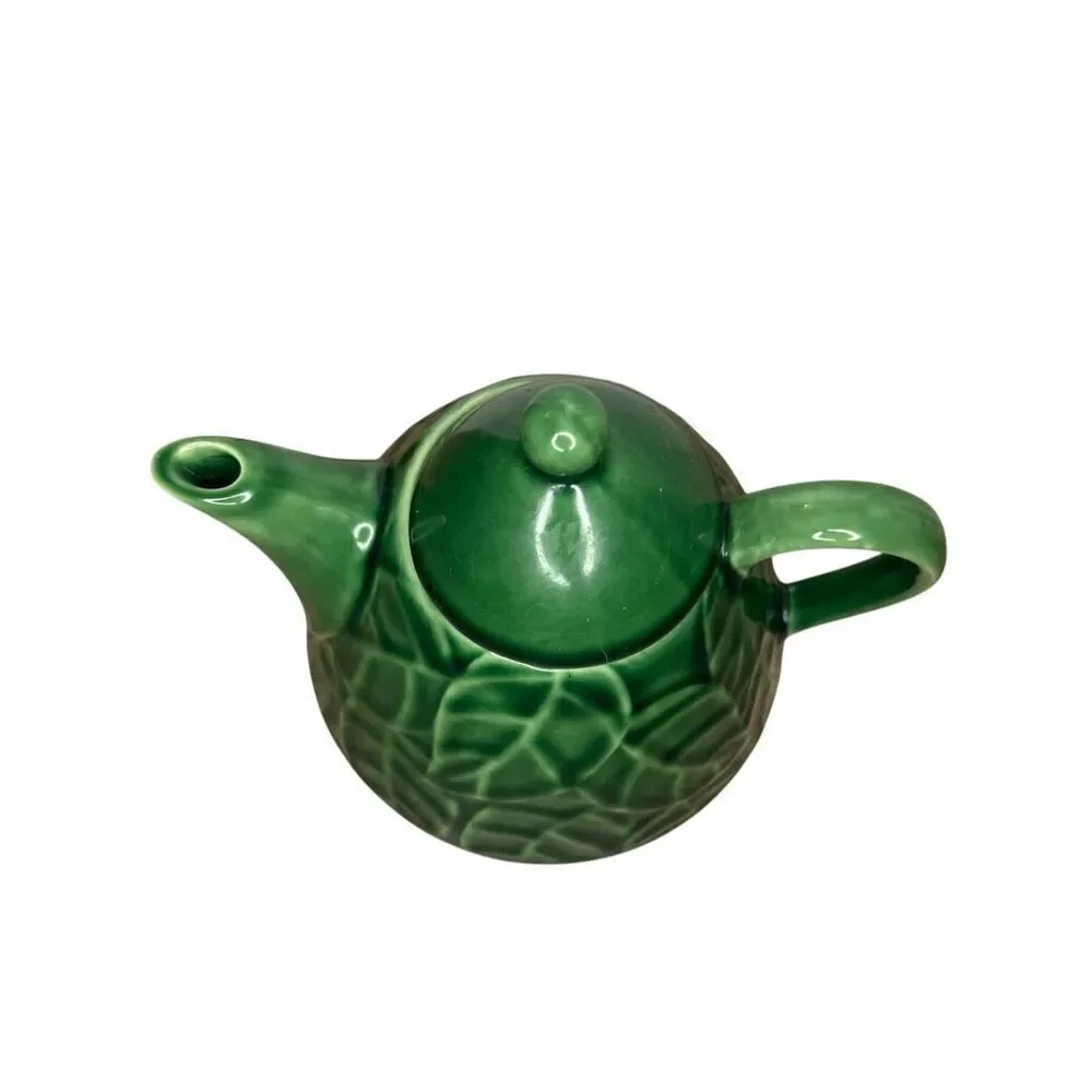 Pier 1 Imports Teapot Green‎ Jade Leaves Stoneware with Lid